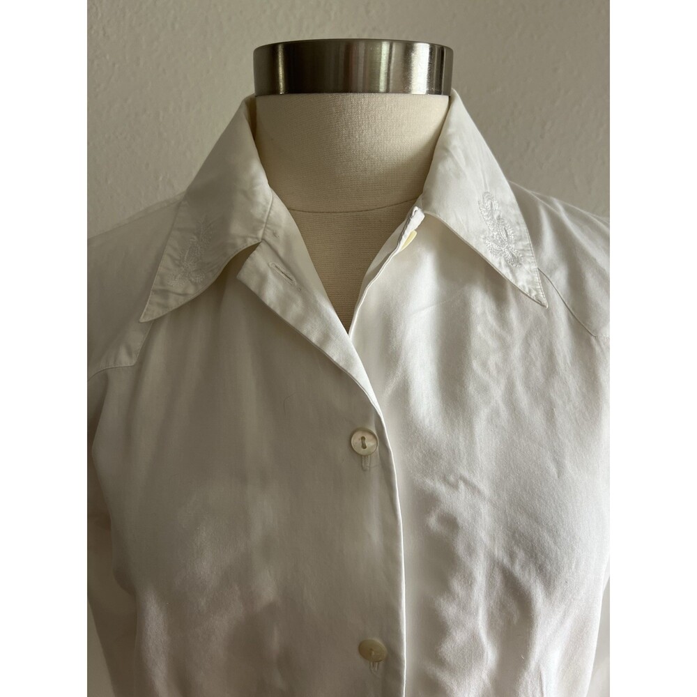 Vtg Robert Comstock Oeste Western Collared Button Up Blouse Cotton Embroidered L - Picture 2 of 9